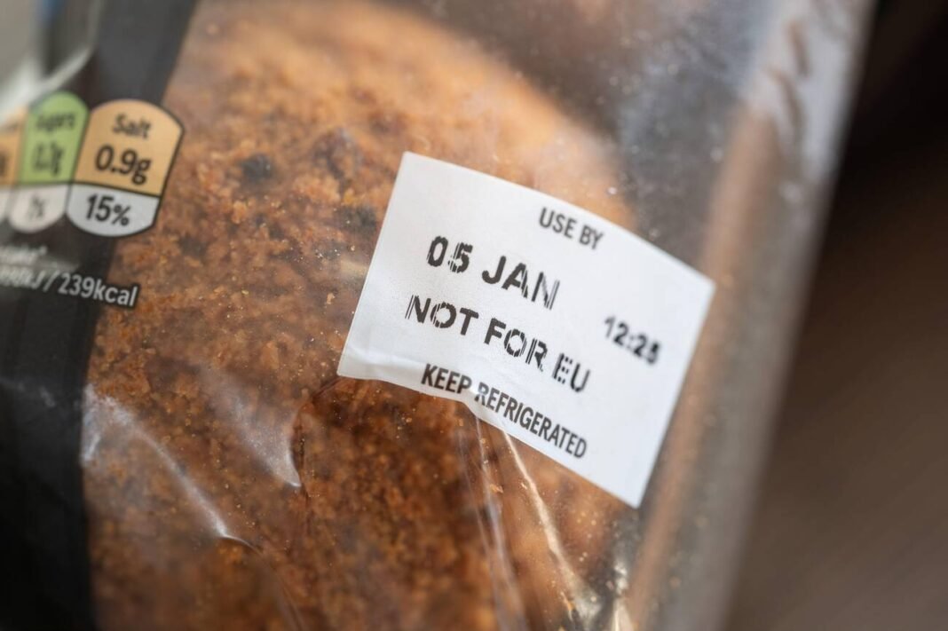 'Not for EU' Tesco own brand food label for meat and fresh produce as a Post-Brexit Pressure on UK Food Export