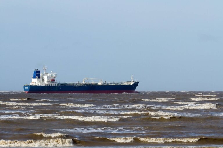 Liverpool, Merseyside, UK. 23rd February, 2015. UK Weather: Ship SCF PECHORA (Oil Products Tanker registered in Russia) from Crosby Beach heading into the Irish Sea.
